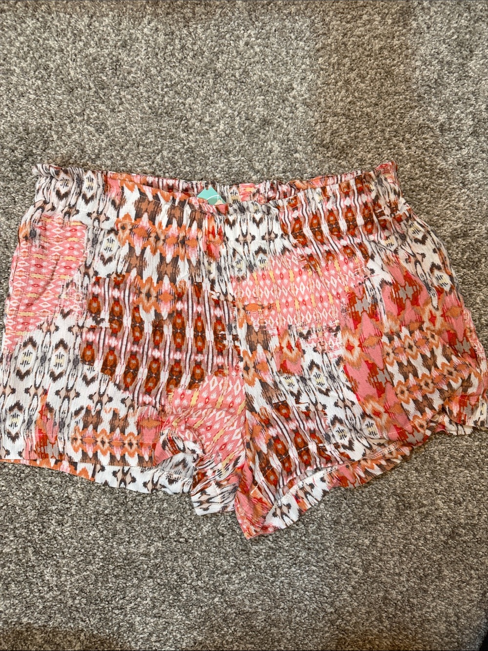 Kut from the Kloth Pink and Orange Patterned High-Waist Shorts